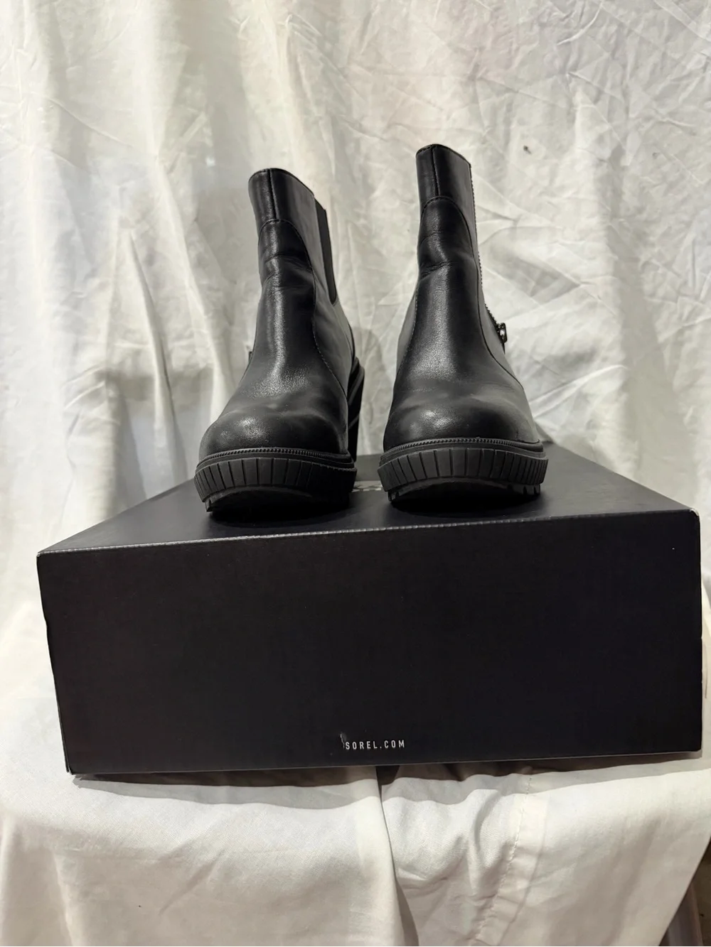 Sorel Black Wedge Zip Ankle Boots